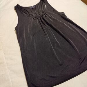 Banana Republic Black Shimmer Ruched Racerback Tank Top M Minimalist Cami